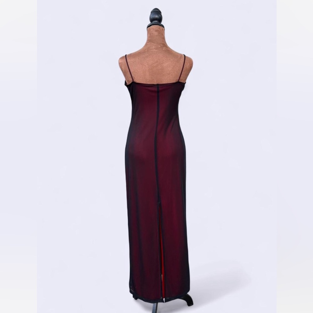 Candy Rocket y2k goth red & black mesh spaghetti strap dress w floral details - Picture 3 of 4